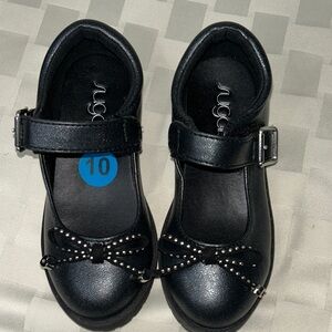 Sugar Black Kids Dress Shoes with Bow and Studs